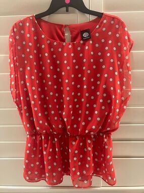 Bobeau Red Polka Dot Top